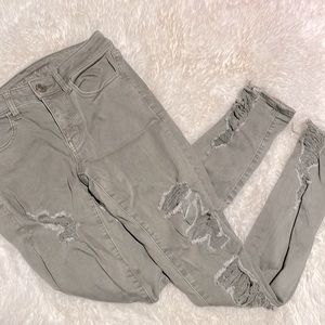 American Eagle Next Level Stretch Green Ripped Jean 6
